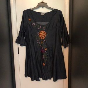 eShakti embroidered denim dress